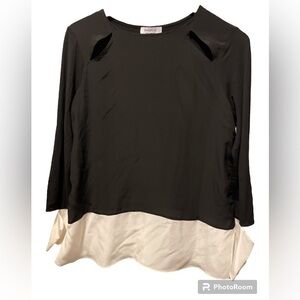 Bailey44 black cream blouse silk top medium